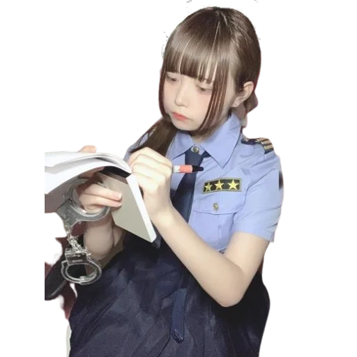 niña, chica, hermosa chica, linda chica, juego de rol de la policía japonesa