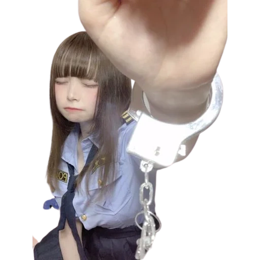 mädchen, junge frau, ein handschellen mädchen, gogo yubari cosplay, kleine puppen von männern