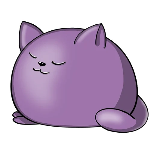niashini, púrpura, animal lindo, gato púrpura, caricatura de gato púrpura