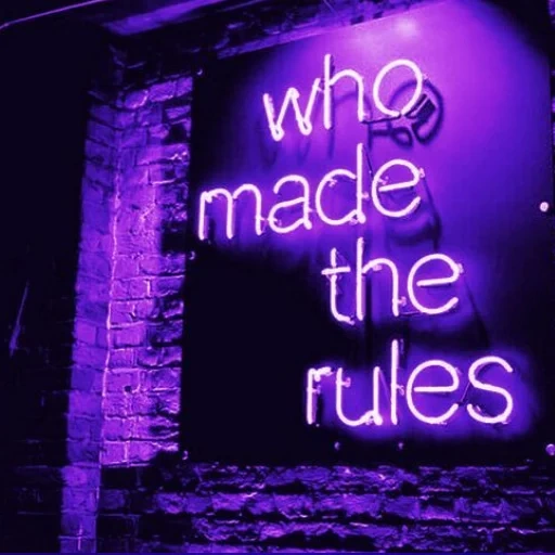 rules неон, вывеска неон, фиолетовый неон, неоновые вывески, фиолетовый фон неон