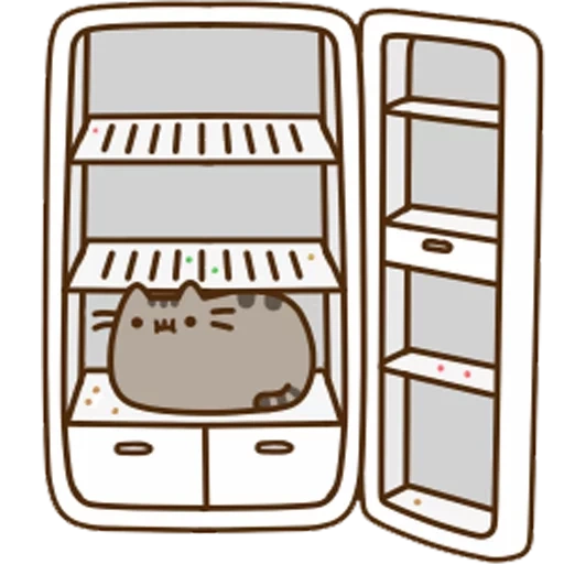 пушин, pusheen, pusheen cat, няшный холодильник, котик пушин холодильнике