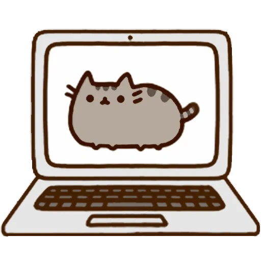 пушин, pusheen cat, кот пушин за компом, пушин кэт компьютером, раскраски pusheen ноутбуком