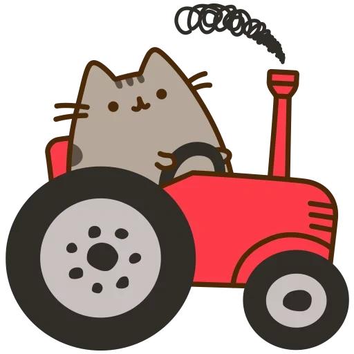 pushen, tractor, cat tractor, peter the piggy, a cheerful tractor