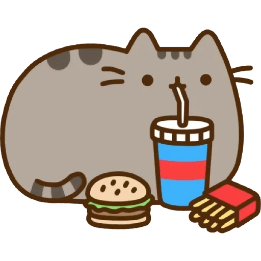 ld katzen, pusheen cat, pushin ze kat, die katze schiebt mit essen, pushin kat food