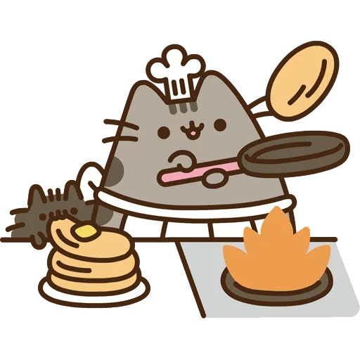 pusheen cat, пушин зе кэт, пушин кэт повар, кот пушин колпаком, пушин кэт праздник