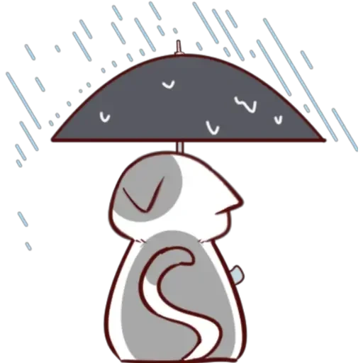кот, рисунок зонт, слоник зонтиком, зонтик под дождем