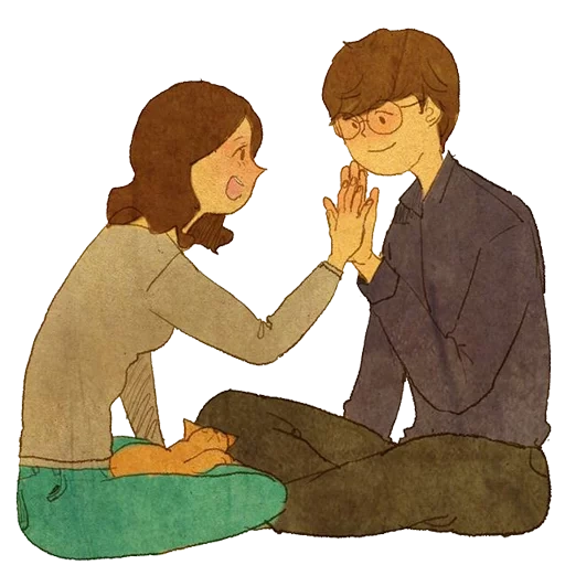puuung, illustrations of the couple, relationship drawing, relations illustration, teenagers love illustration