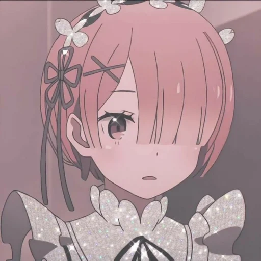 re zero rem, anime picture, lovely cartoon pattern, ram ray zero aesthetics, re zero life zero to alternative world