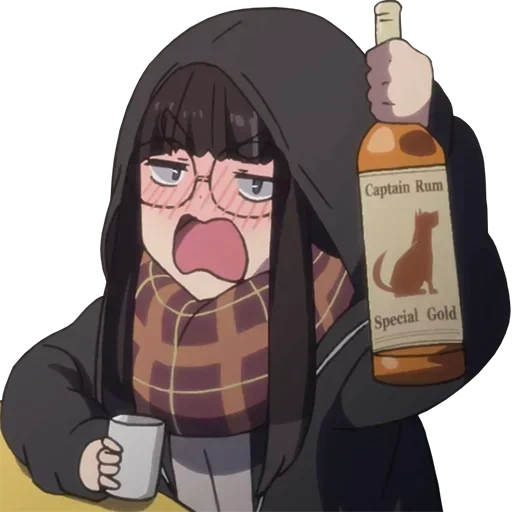 аниме пьянка, аниме алкоголь, аниме алкоголик, toba minami yuru camp, yuru camp аниме выпивка