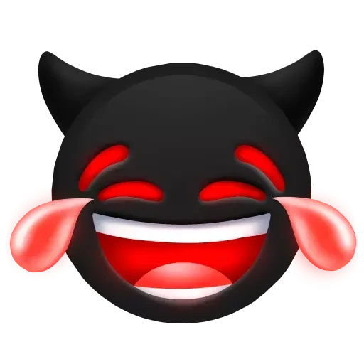 emoji devil, kucing emoji tertawa, vektor iblis emoji, smiley of the devil berwarna merah, smiley laughing devil