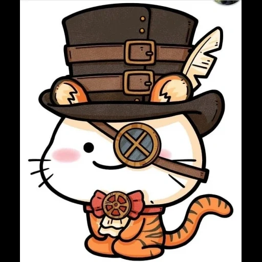 anime, steampunk, in the style of steampunk, cats travellers game, hallow kitty steampank