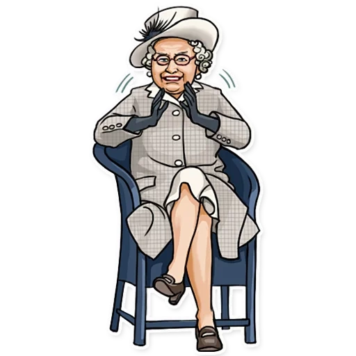 vovó, feminino, velha mulher, ilustração, rainha elizabeth