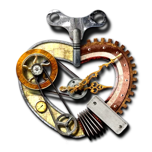 steampunk, relógios de steampunk, no estilo de steampunk, mecanismos de estilo steampunk, o coração é montagem do steampank