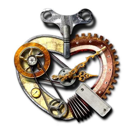 steam punk, reloj steampunk, estilo steampunk, engranaje steampunk, corazón de vapor punk conjunto