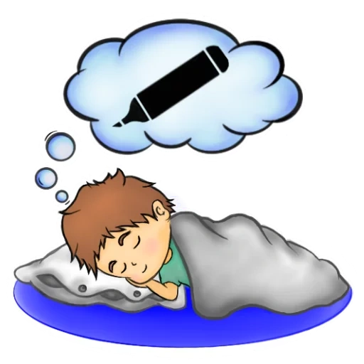 internal, illustration, the boy is lying down, cartoon children, dream vector