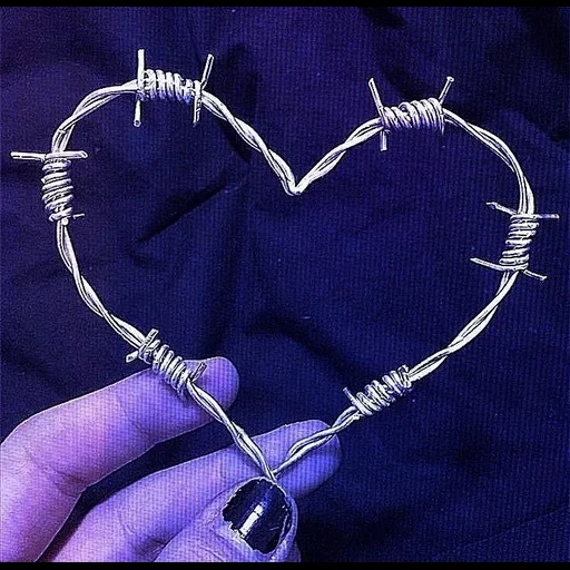 un bel cuore, filo spinato, corda con cuore stampato, cuore di filo spinato, copertina della traccia di lil tracy