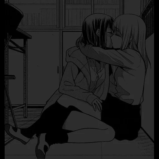 anime, anime couples, anime pairs art, lovely anime couples, anime kiss in darkness