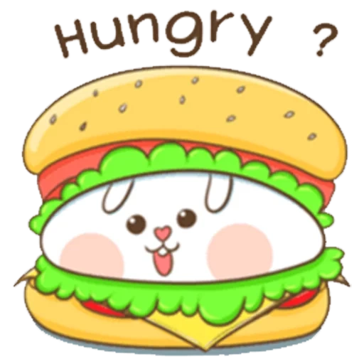 belat, kawai hamburg, pembawa burger panda, pola burger yang lucu, sketsa burger makanan ringan