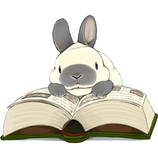кролик, заяц книгой, кролик книгой, кролик книжкой