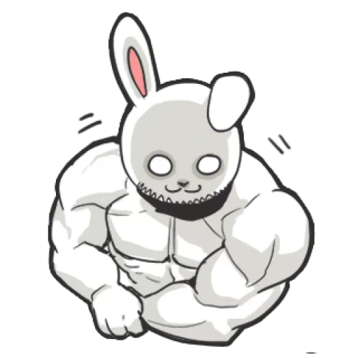 anime, lapin avec les muscles, lapin caca, le lapin musculaire 2, muscle de lapin éthérique des légendes