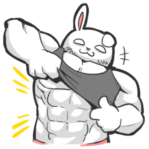 аниме, muscle rabbit, кролик мускулами, накаченный кролик, мускулистый кролик
