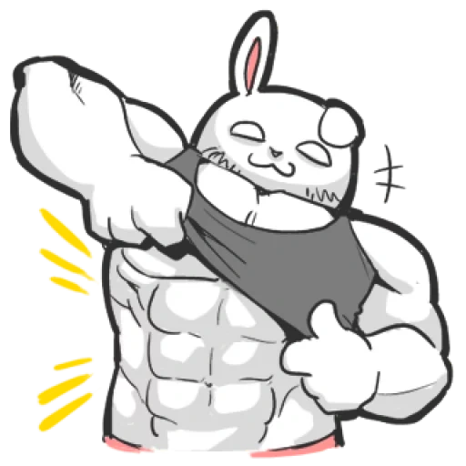 anime, lapin musculaire, lapin avec les muscles, lapin caca, lapin musculaire