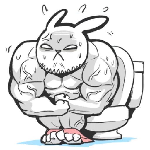 bad rabbit, pumping hare, muscle rabbit, inflatable rabbit, troll angry rabbit