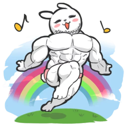 animation, muscle rabbit, inflatable rabbit, muscle rabbit, legend of ethereal rabbit muscle