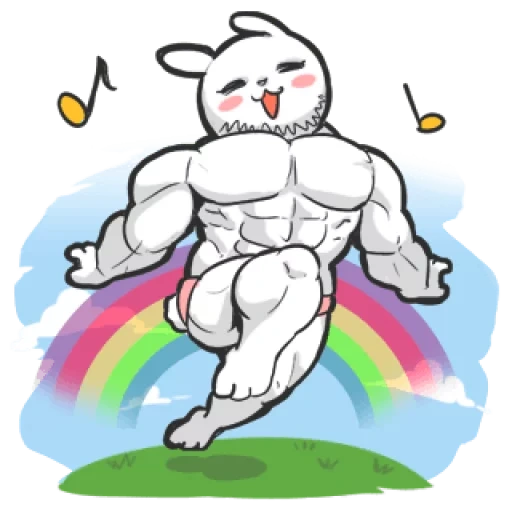 anime, lapin avec les muscles, lapin caca, lapin musculaire, muscle de lapin éthérique des légendes