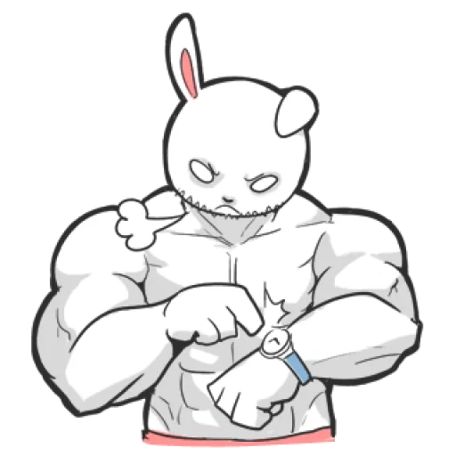 animation, muscle rabbit, muscle rabbit, inflatable rabbit, legend of ethereal rabbit muscle