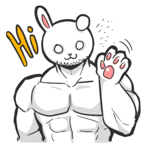 animation, muscle rabbit, muscle rabbit, inflatable rabbit, legend of ethereal rabbit muscle