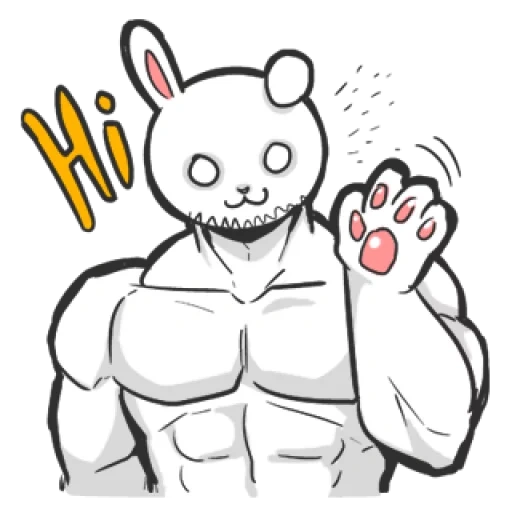 аниме, muscle rabbit, кролик мускулами, накаченный кролик, эфирный дух кролик мускул легенд