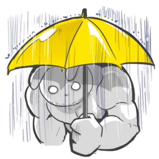 rain, figure, umbrella pattern, open an umbrella with a pencil, cartoon in the rain