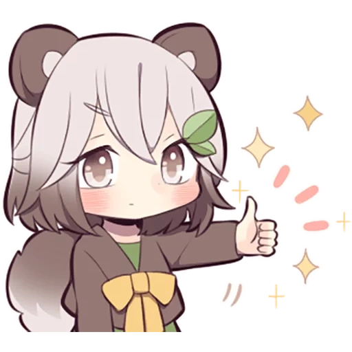 chibbi, chibi de tractions, dessins animés, anime des personnages, belle fille de racoon par sr