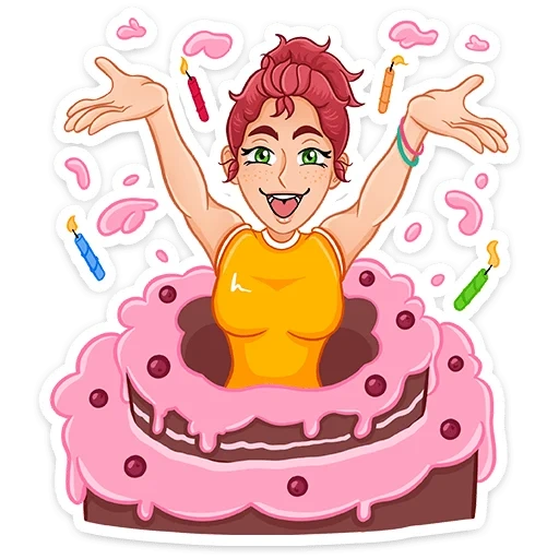 ulang tahun, cake girl, kartun gadis kue, funny picture dr, kartun kue wanita