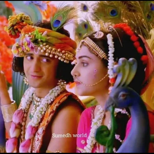 p v acharya, serie rada krishna, serie tv indiana di radha mohan, rada krishna indian series 105, collezione radha radha krishna mallika mantello capelli arcobaleno