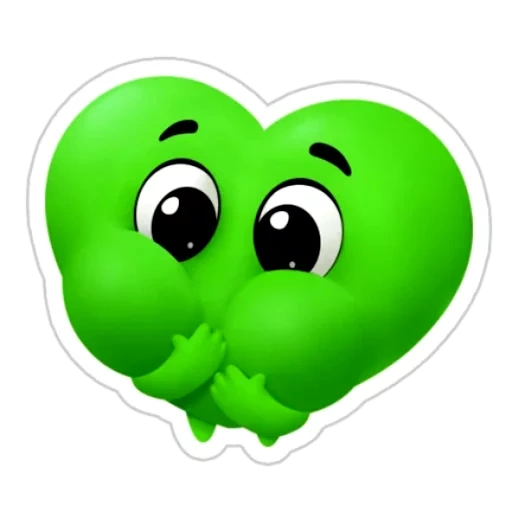 hati, jantung yoshihi, wajah tersenyum berbentuk hati, hati yang bahagia, the green heart smiley