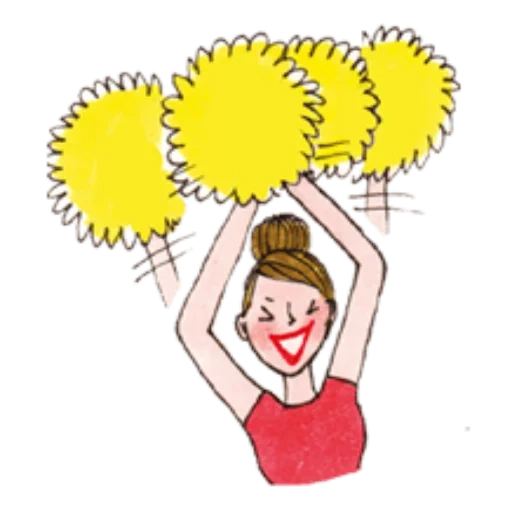 cheerleading squad, cheerleading animation, painted cheerleading, cartoon cheerleader, cartoon pompom cheerleading