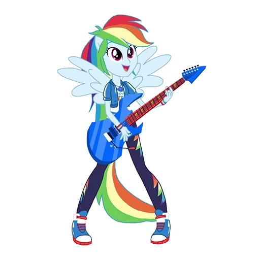 rainbow dash, rainbow dash guitar, rainbow dash rainbow rock, equestrian girl len boyd, rainbow dash equestrian girl