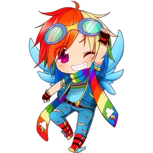 mlp chibi, rainbow dash, rainbow red wall, chibi rainbow anime, anime chibi rainbow boy