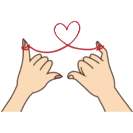 human, two hands, accessory, hand heart, red thread pinkies soulmate art