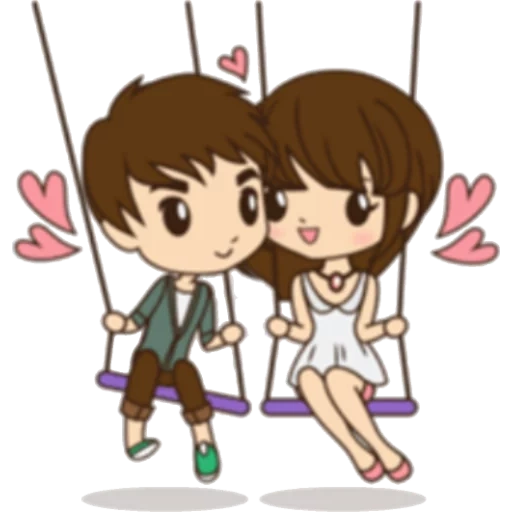 a couple, picture, lovers, chibi in a couple, dear couple