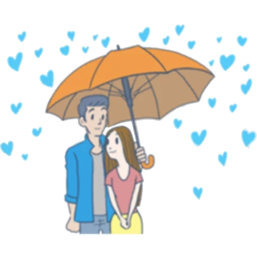 un couple, image, vecteur parapluie, figure du parapluie, une paire avec un parapluie avec un crayon
