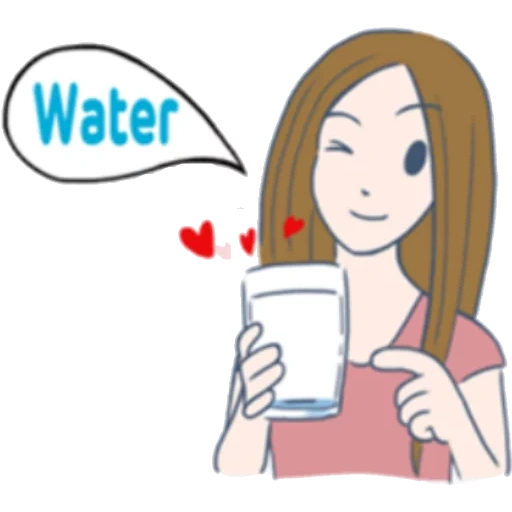 taza, mujer joven, mujer, niña bebe agua dibujo