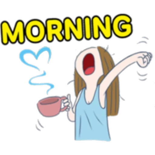 cup, young woman, good morning, good morning drawing