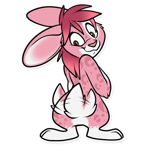 anime, coelho, o coelho é rosa, coelho de desenhos animados, caráter rosa da lebre