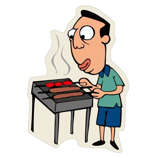 roman vasilenko, barbecue drawing, grill maine drawing