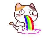 2021 memes, summarizes with a rainbow, cat rainbow, the cat is sick of a rainbow, meme vomiting rainbow