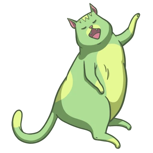 gato de aguacate, gato de aguacate, dibujos animados de gato verde