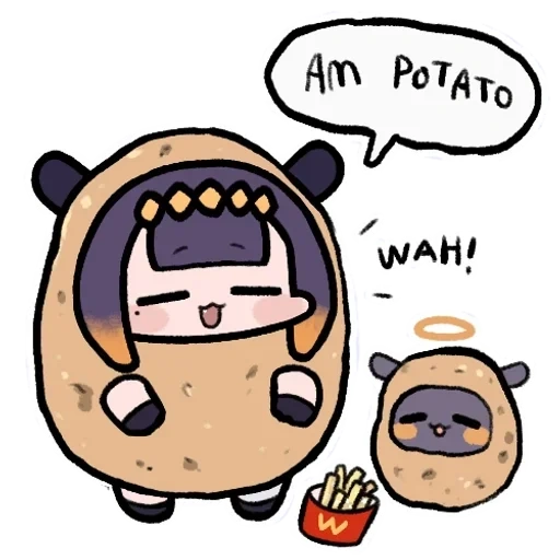 twitter, potato potato, ninomae inanis, lovely potatoes, ninomae ina tako